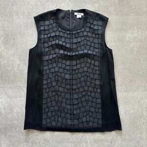 Helmut Lang Fractal Technique Tank Top Black Poly & Leather Top